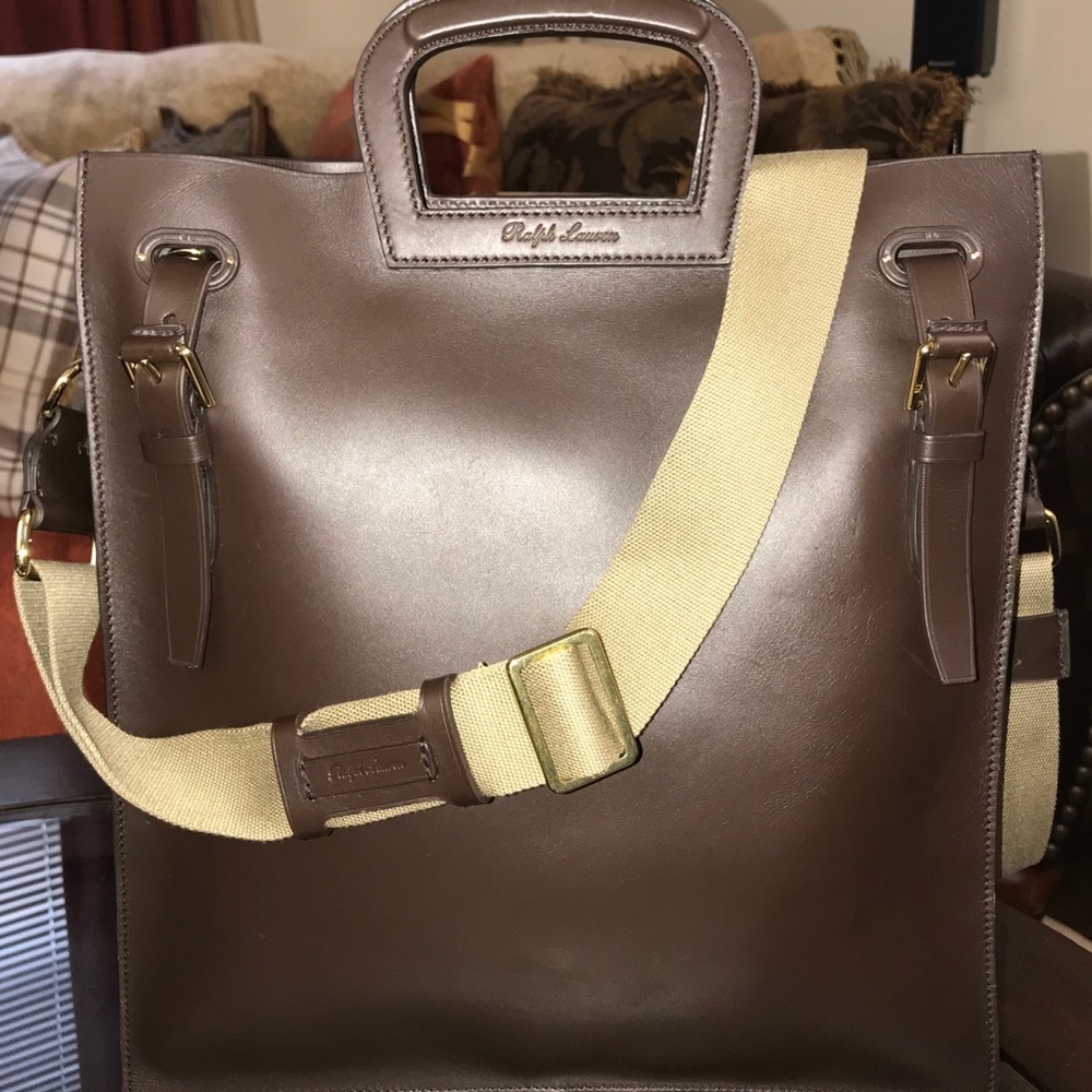 Ralph Lauren Purple Label Collection “CARLYLE” Leather Tote Bag Made in Italy